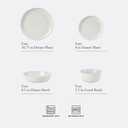 Gibson Elite Menlo Park 16-Piece Pottery Clay Stoneware Dinnerware Set – White Reactive Glaze, Embossed Plates and Bowls W/Pasta Bowl, Service for 4 – Microwave & Dishwasher Safe