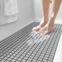 DEXI Bathtub Mat Non Slip, Extra Long 39x16, Suction Cups, Drain Holes, Machine Washable for Tub Shower Floor, Grey