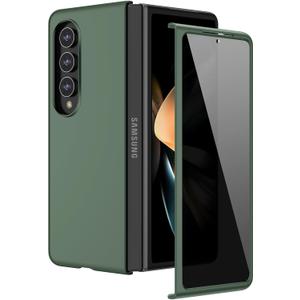 Ruky for Z Fold 4 Full Body Case, Hard PC Shockproof Cover with Built-in Privacy Screen Protector & Support Wireless Charging Protective Phone Case for Samsung Galaxy Z Fold 4, Green