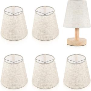 Chandelier Shades Set of 6, Clip on Lamp Shade Bottom 5.5'' X Top 3.54'' X H 5.12'' for Table Lamp Wall Lamps Replacement, Linen Small Lamps Shades