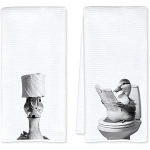 Duck Bathroom Decor Hand Towels, Funny Duck Gifts Decorative Hand Towels for Bathroom, 16x24 Inch Set of 2