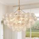 MEIXISUE Modern Glass Chandelier,9 Light Nordic Bubble Ball Swirled Glass Globe Gold Large Pendant Light Fixtures for Foyer Bedroom Dining Room Living Room Kitchen Entryway D31.1 in UL Listed