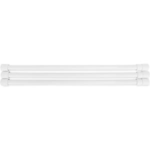 Camco 44053 28" RV Refrigerator Bar, Holds Food and Drinks in Place During Travel, Prevents Messy Spills, Spring Loaded and Extends Between 16" and 28" - White (3 Pack) (44074)