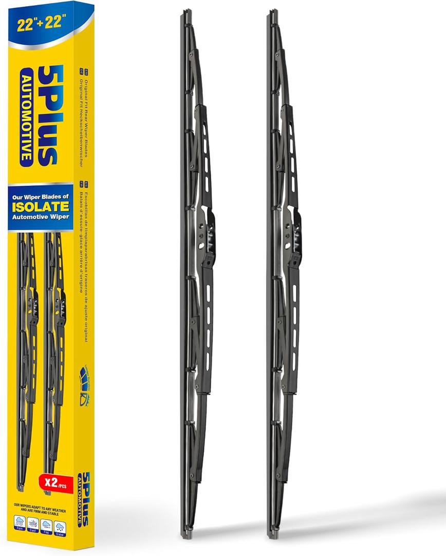 5 PLUS 22" Wiper Blades 2 Pack Replacement for Ford F150 F250 F350 F450 F550 2023 2022 2021 2020 2019 2018 2017 2016 2015 2014 2013-2009-OEM Quality Premium All-Season Windshield Wiper Blades