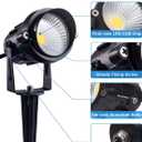 SUNVIE 12W Low Voltage Landscape Lighting LED Landscape Lights 3000K Waterproof Garden Pathway Lights 12V Outdoor Spotlights with Spike Stand, 2 Pack with Connectors
