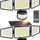 Ensenior Solar Motion Lights Outdoor, 228 LED 3000LM High Brightness Security Lights with Remote Control, IP65 Waterproof 3 Heads Flood Light 4 Modes, 270 Wide Angle Motion Sensor Light, 2 Packs