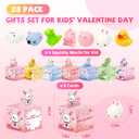 Gocozer 28 Pack Valentines Day Gifts for Kids Classroom, Mochi Squishy Valentines Cards Boxes for Kids, Squishies Valentines Animals Exchange Gifts for School Class Party Favor