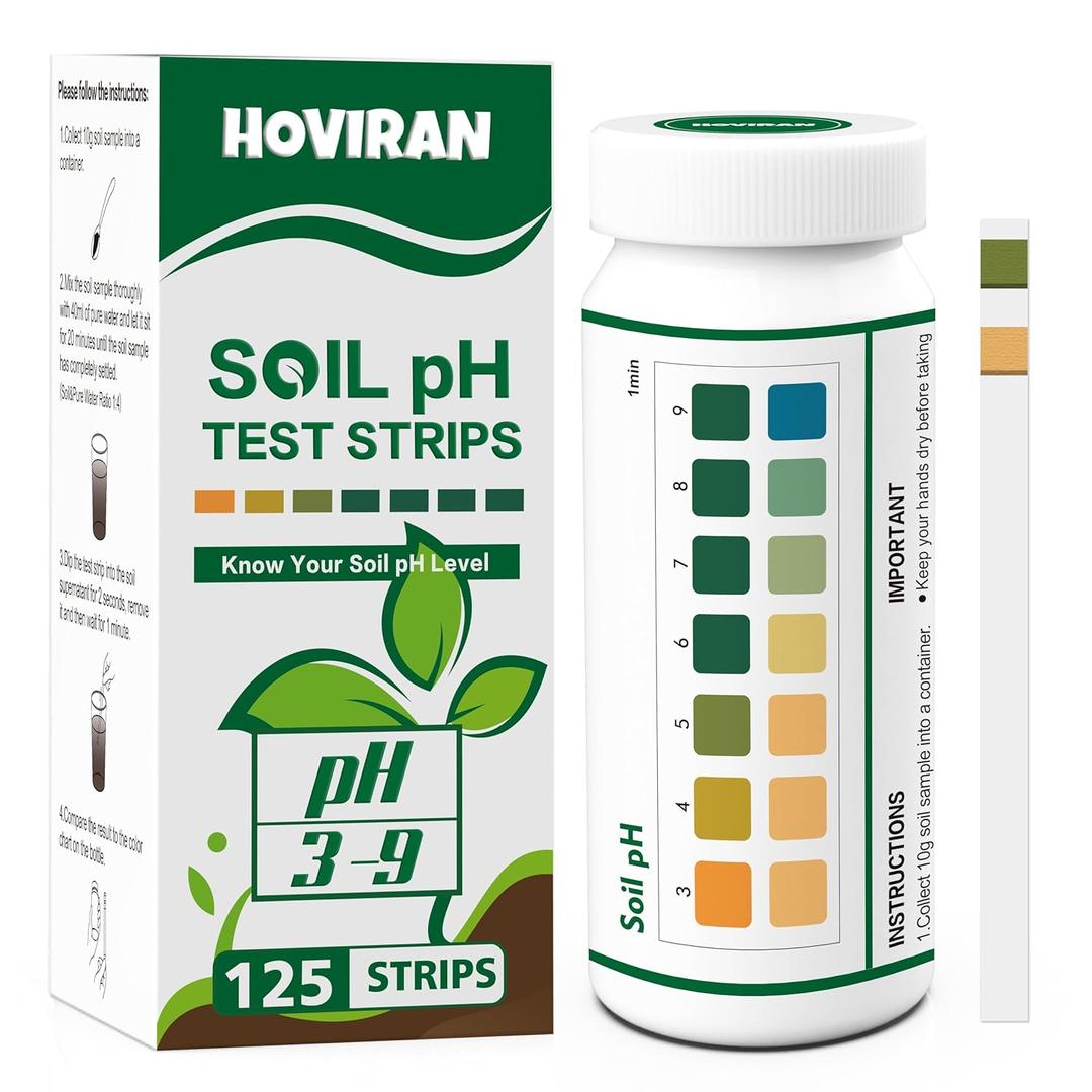 Soil pH Test Kit，125 Soil pH Test Strips– (39 Range) Quick & Accurate Soil Testing Paper for Gardens Lawns Farms Grass Flower Vegetable Compost Plants