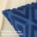 Pallene Fall Blue Faux Fur Throw Pillow Covers 18x18 Set of 2 | Soft Decorative Plush Wool Couch Pillow Covers for Sofa Bed Living Room Pillow Cases with 3D Diamond Pattern