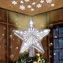 Joiedomi Christmas Silver Star Tree Topper Lighted with Projector, Built-in LED Rotating Lights, 3D Glitter Xmas Decorations for Party Holiday Indoor Decor (9.8 inches * 9.4 inches * 1.8 inches)