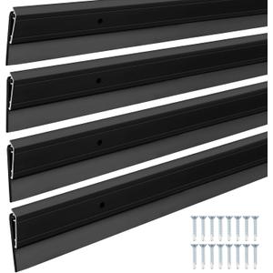 FoldTier 4 Pcs All-Season Door Sweeps for Bottom of Exterior and Interior Door, Aluminum Alloy and Rubber, Ideal for Residential & Commercial Use (1-3/4 x 32 Inch,Black)