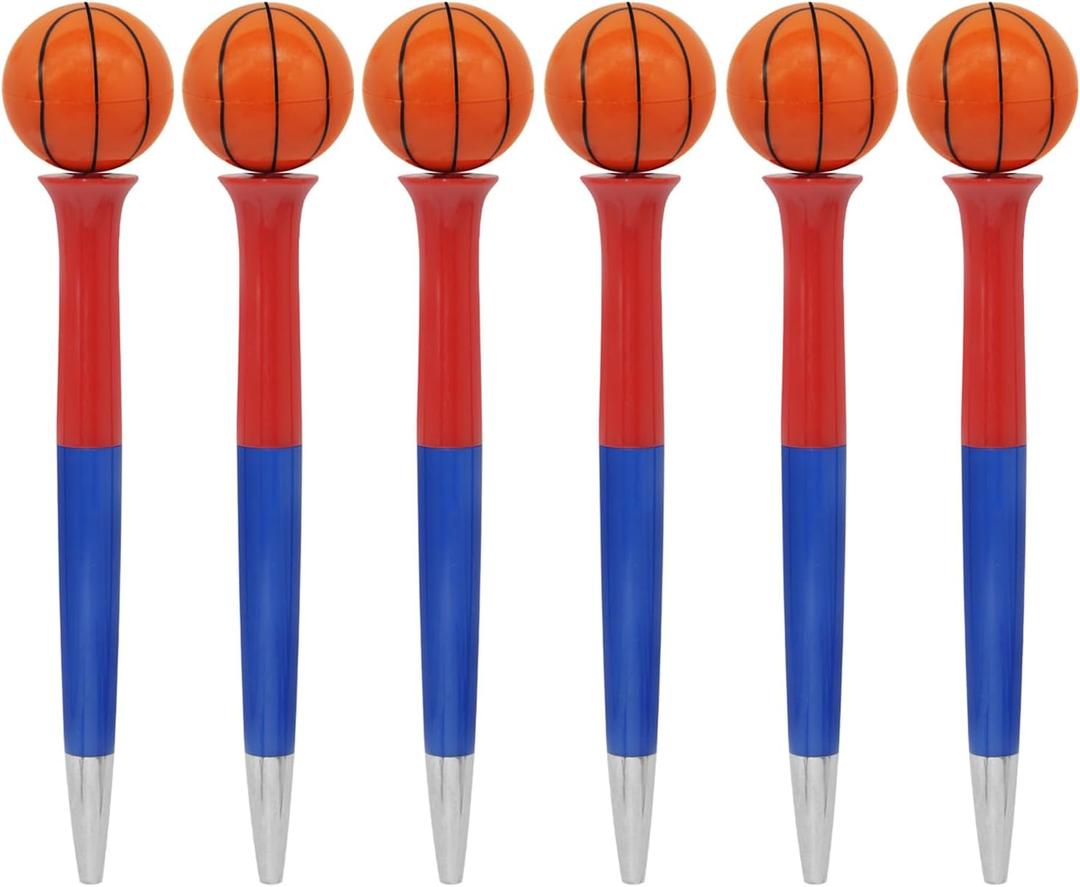 Fidget Pen Set with Rotating Balls, 6 Pack, Stress Relief Pens for Students and Adults (Basketball)