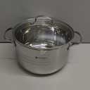 Daniks Tokio Stainless Steel Stock Pot 4.5 Quart, with Glass Strainer Lid, Induction Ready, Dishwasher Safe, Measuring Scale, Silver