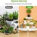 aboxoo 3 Tier Plant Stand Semi-Circular Flower Pot Organizer Rack Quarter Round Plant Display Holder Outdoor Storage Shelves Metal Corner Shelf Planter Shelving Ladder Plant Stand for Indoor