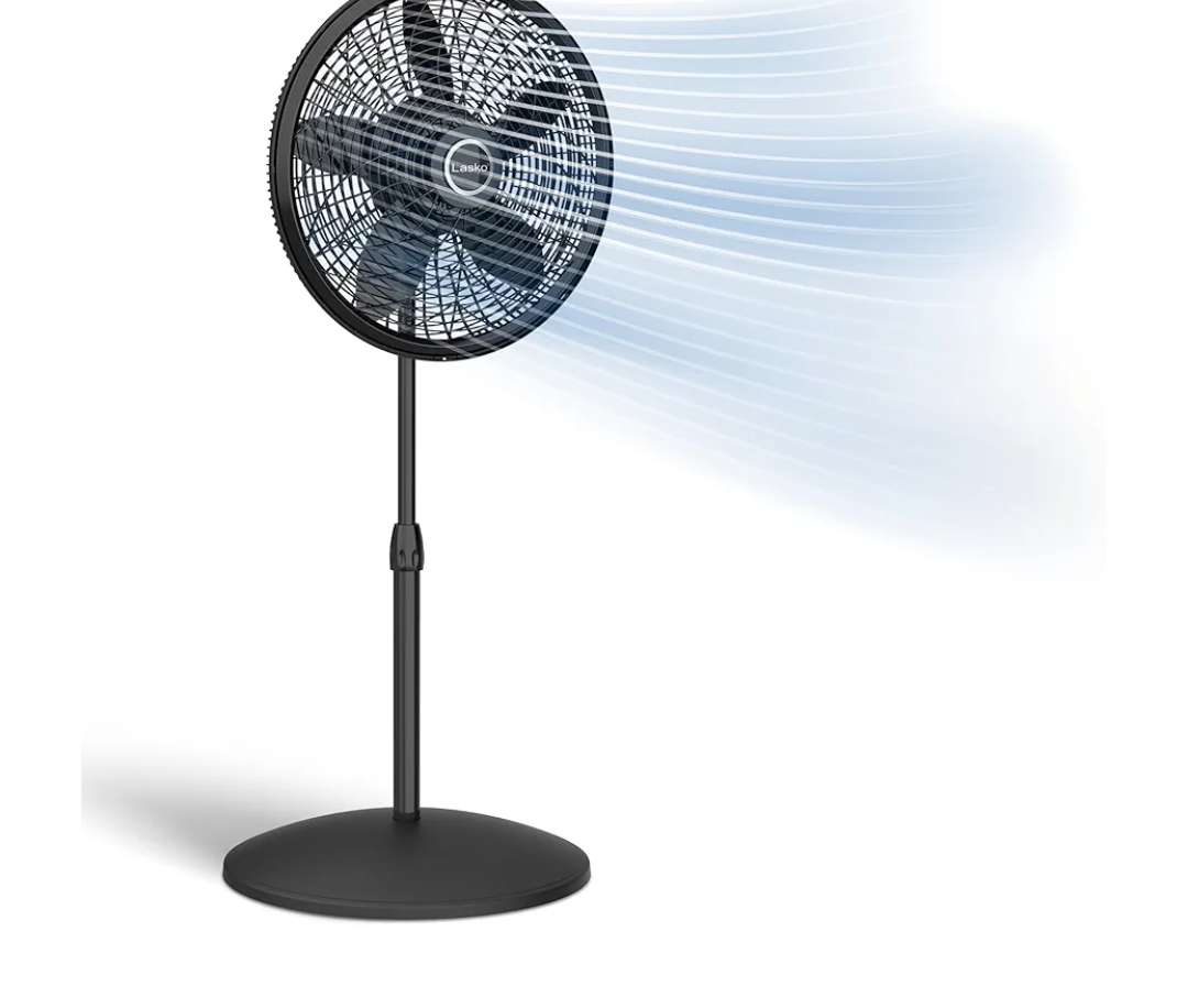 Lasko Pedestal Fan, Oscillating Fan for Bedroom with Adjustable Height and 3 Cooling Speeds, Portable, 18", Black, 1827 Lasko Pedestal Fan, Oscillating Fan for Bedroom with Adjustable Height and 3 Cooling Speeds, Portable, 18", Black, 1827