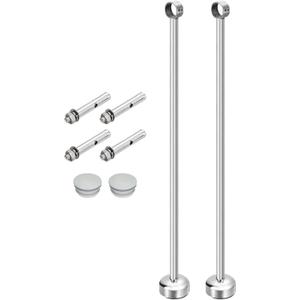 Uxcell 2 Set Ceiling Mount Curtain Rod Bracket, Fit 32mm/1.26inch Pipe Length 500mm/19.69inch Stainless Steel Curtain Rod Hooks Hangers for Walls Wardrobe Pipe Curtain Pipe, Silver