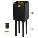 LADECH 4x4 Post Base Holder Ground Spike Use for Concrete Deck - Post Anchor Brackets Metal Black Powder Coated 4 Inches x 4 Inches (Inner Dia 3.5x3.5) 4 Pack
