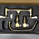 Wall Mount Kitchen Sink Faucet 8 Inch Center Wall Mounted Commercial Faucet with 8 Inches Swivel Spout 2 Handle for Utility Laundry Room Restaurant Sink (Gold)