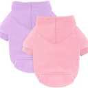 Idepet Pet Dog Hoodies 2 Pack with Pocket, Dog Outfits for Small Pets Chihuahua Clothes Warm Coat Jacket Autumn Puppy Sweatshirt Cats Clothing L