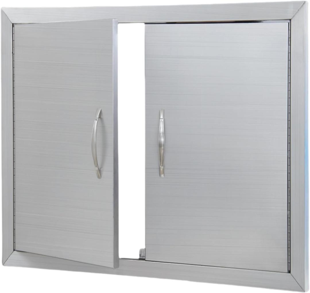 30x21 Stainless Steel Outdoor Kitchen Door  Flush Mount BBQ Access Door, Waterproof & Corrosion-Resistant, Easy Installation for BBQ Islands & Cabinets (Silver)