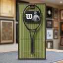 Tennis Racket Display Frame with Walnut Block & Copper Hooks – Showcase Your Vintage or Everyday Racket with Grand Slam Court Inspired Decor (16x31.5inch / 40x80cm), Standard