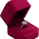 Velvet Single Ring Box Case Holder for Engagement Proposal Birthday Wedding,Jewelry Ring Gift Box Jewelry Packaging Box (Red)