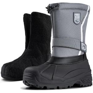 FREE SOLDIER Mens Snow Boots Insulated Waterproof Hiking Winter Shoes Nonslip Outdoor Ankle Cold Weather Boots (9, Deep Grey)