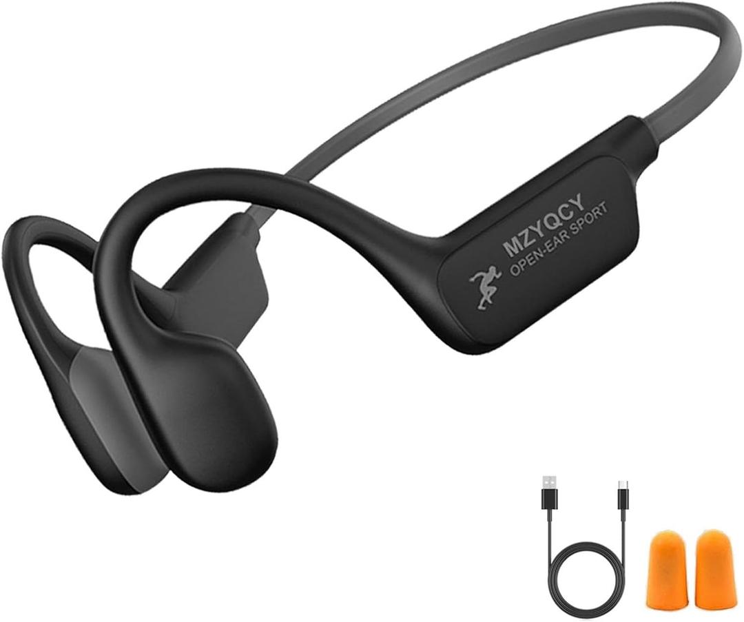 Bone Conduction Headphones,Open Ear Wireless Bluetooth 5.4 Headphones with MicIPX6 Waterproof Sport Bluetooth Headset15H Playback for RunningCyclingWalking,Outdoor (Black)