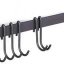 Wallniture Gourmet Kitchen Rail with 10 Hooks, Wall Mounted Wrought Iron Hanging Utensil Holder Rack with Black 17 Inch