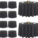 10 Pack Black Round Tablecloths, 120 Inch Stain Resistant and Wrinkle Polyester Fabric Washable Table Clothes Cover for Kitchen Dining, Wedding, Reception Banquet, Birthday Party, Buffet Restaurant