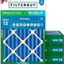Filterbuy 16x20x4 Air Filter MERV 13 Optimal Defense (4-Pack), Pleated HVAC AC Furnace Air Filters Replacement (Actual Size: 15.50 x 19.50 x 3.63 Inches)