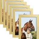 ELSKER&HOME 4x6 Picture Frame Gold Set of 6 - Multi Photo Frames Collage with HD Real Glass for Table Top or Wall Mount Display