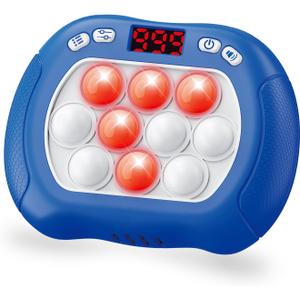 Intoypad Pop Game Light Up Fidget Toy for Kids, 6 Modes LED Screen Quick Push Games Controller Electric Fidget Popper Game Bubble Road Trip Activities Car Games Birthday Gifts Toys for Kids Boys Blue