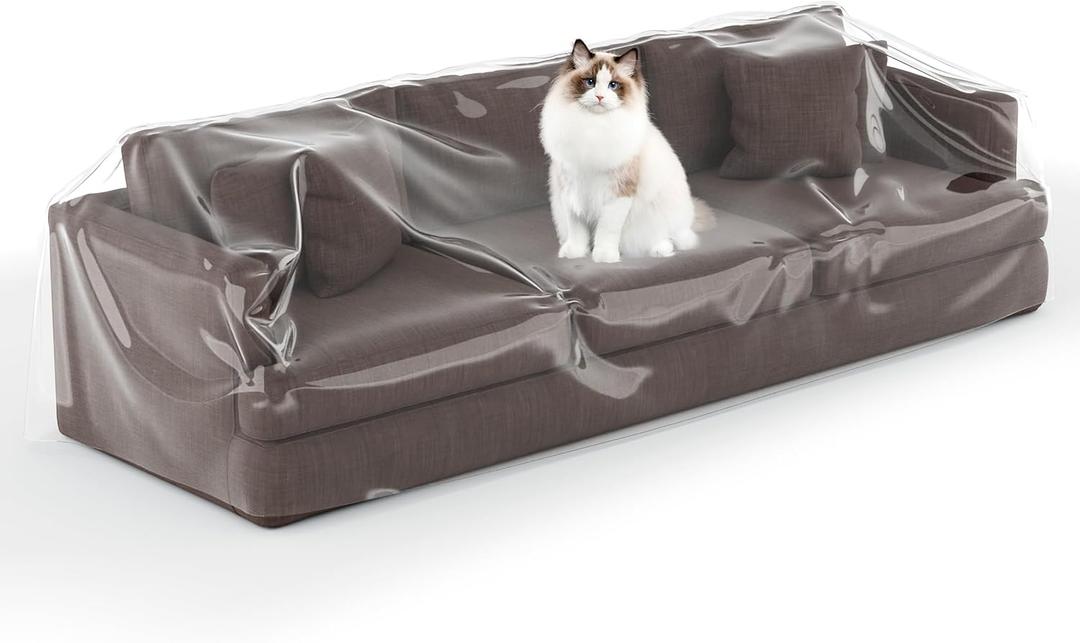 Imperius Clear Thick Heavy Duty Water Resistant Sofa/Couch Cover,Waterproof Plastic Shield Covers for CouchVinyl Sofa Cover to Prevent Scratching by Dogs and Cats