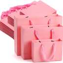 Lyellfe 30 Pack Pink Gift Bags, Heavy Duty Kraft Paper Bag with Handle Bulk, Recycled Water-proof Shopping Bags, Assoorted Merchandise Retail Bags for Birthday, Wedding, Party, Size Small,Meduim,Large