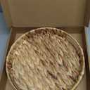 Round Woven Coffee Table Ottoman Tray with Handles - 11.8" x 1.9" Water Hyacinth Wicker Serving Tray, Decorative Storage Basket for Home & Kitchen.