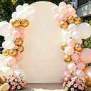 7.2FT Arch Backdrop Cover, Beige Spandex Arch Stand Cover Stretchy Metal Arch Backdrop Cover for Wedding Party Baby Shower Birthday Photo Background Arch Banquet Ceremony Decorations