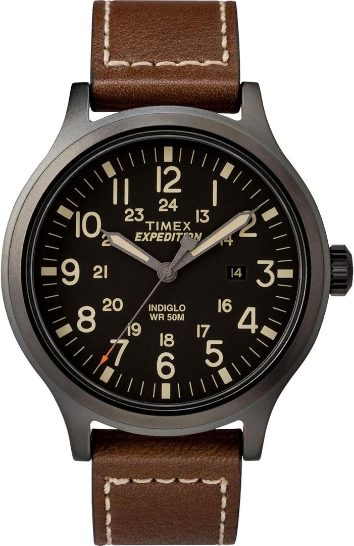 Timex Expedition Scout 40mm Mens Analog Watch | Luminous Hands | Durable Comfortable Adjustable Strap | 24 Hour Time | Rugged Outdoor Watch | 50M Water Resistance (Brown/Black)