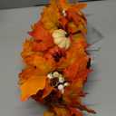 Fall Candle Holder Centerpiece for Table with Lights 3 Wick Candle Holde with Big Pumpkins Cute Berries and Rich Maples Autumn Decorations for Table Centerpiece Dining Room Desktop Indoor Home Decor
