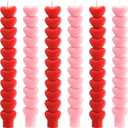 Nuanchu 6 Pcs Valentine Heart Taper Candles 10 Inch Tall Pink Red Candlestick Valentine's Day Unscented Heart Candle for Gifts Home Mantle Decor Bachelorette Wedding Party Supplies