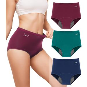 Benirap Period Underwear for Women Heavy Flow Leakproof High Waisted Cotton Panties Postpartum Menstrual Briefs 3 Pack, 2XL