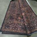 Vintage Washable Dark Brown Rugs for Living Room, 8x10 Area Rugs for Dining Room Under Table, Bedroom, Black Brown Deep Olive Taupe Espresso Accent Floral Carpet Non-Slip, Low Pile Stain Resistant