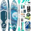 11'/11'6" x 33"/34" x 6" TIDETREK Inflatable SUP Paddle Board Extra-Wide, Stable Stand Up Paddle Board with Premium Full Accessory Set for Adults & Youth