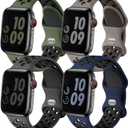 Adorve Compatible with Apple Watch Band 49mm 46mm 45mm 44mm 42mm for Men Women,4 Pack Silicone Sport Replacement Wristband for iWatch Ultra 2 SE Series 10 9 8 7 6 5 4 3 2 1,Coal/Dark/Green/Olivegrey