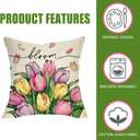 Fahrendom Spring Summer Tulip Flower Decorative Throw Pillow Cover 20 x 20, Bloom Floral Petal Porch Patio Outdoor Pillowcase, Seasonal Sofa Couch Cushion Case Home Decor