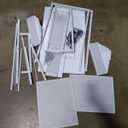 Small White Desk with Drawers, 31 Inch Home Office Computer Desk with Power Outlet and LED Light, Vanity Desk with Storage Shelves, Modern Work/Writing/Study Table for Bedroom, White, 80×48