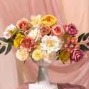Yellow Pink Flowers Artificial Roses Combo Set Fake Pink Silk Flowers Faux Peony Flowers Mix Dahlia with Stems for Wedding Bouquets Baby Bridal Shower Party Floral Arrangements Decor