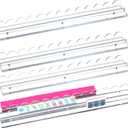 Soulchen 4 Pack Mahjong Tile Rack & Pusher Set, Acrylic Holders, Magnetic Mahjong Racks for Organizing Tiles, Easy to Use for Home Game Nights(Scalloped Edge, Clear), 17.72 x 2.36 inches