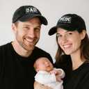 Funny Mom and Dad Est 2025 Hats, Gifts for New Parents, New Mom and Dad Hats, 3D Embroidered Adjustable Baseball Cap (Black, XXL)