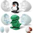 2 Pack Wind-Up Surprise Hatching Eggs Toy, Dinosaur & Penguin Egg Pops Open & Walks, Clockwork Mechanical No Battery Reusable Fun Toy, Birthday Gift for Boys Girls Toddlers